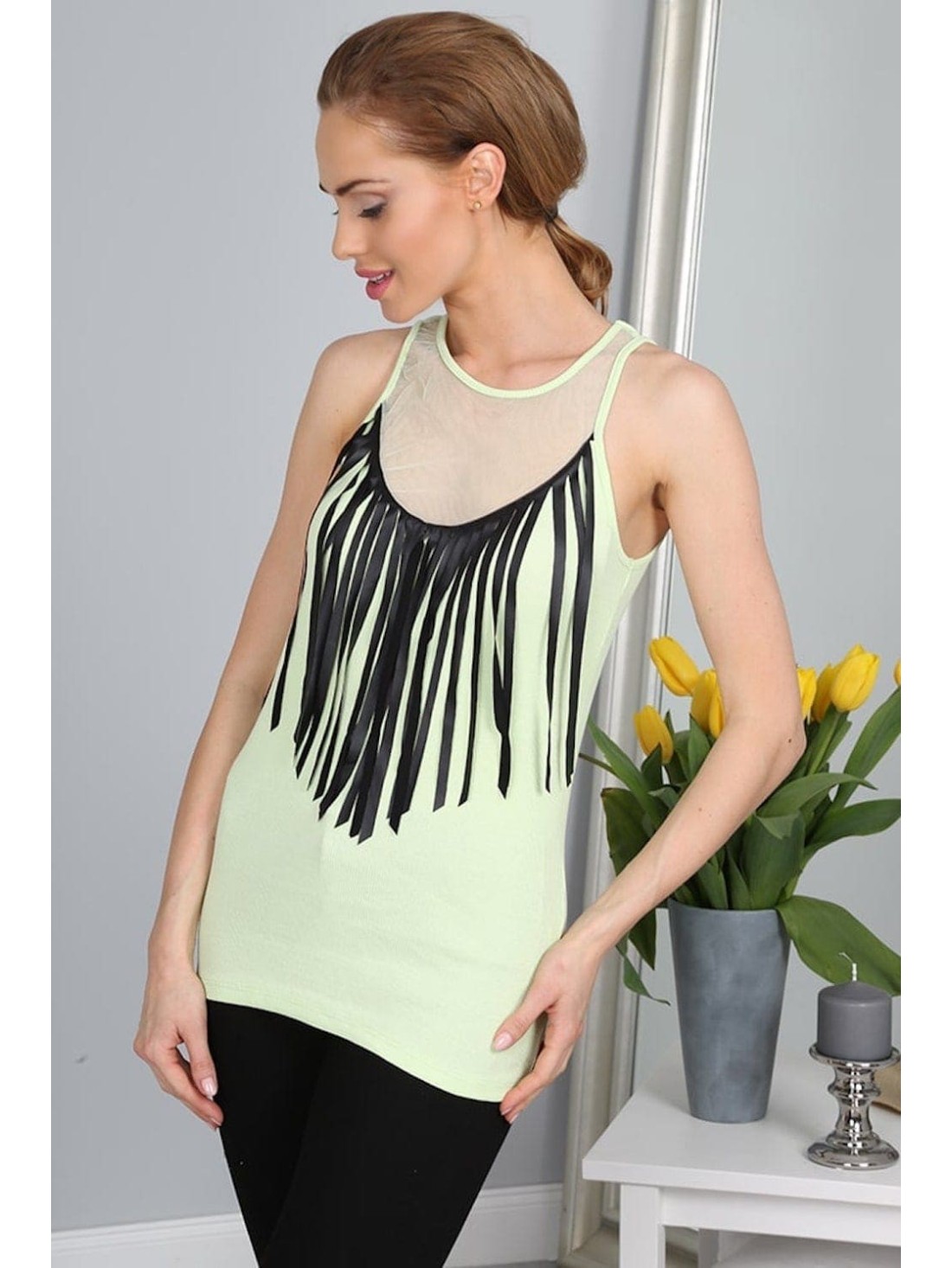 Dámsky top so strapcami Pistachio 2947 - Internetový obchod - Butik